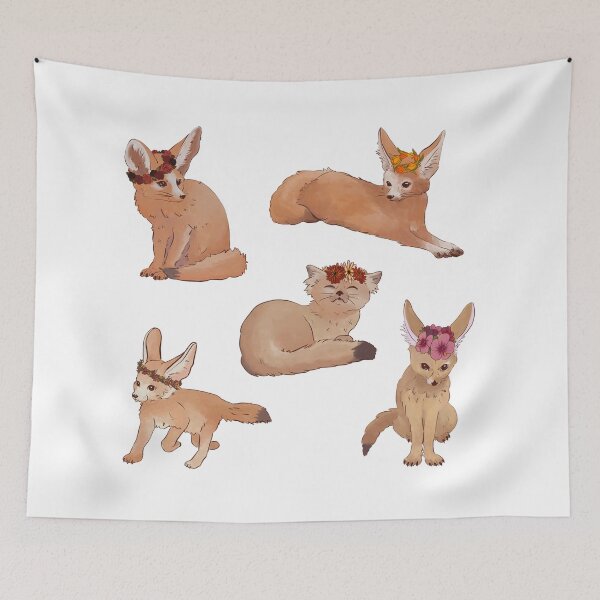 Item preview, Desert foxes with wreaths of flowers designed and sold by thebrokenbird.