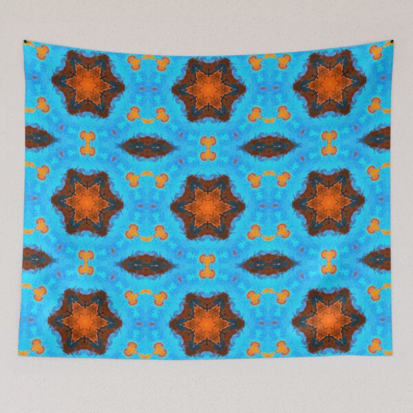 Artikelvorschau, Psychedelisches Kaleidoskop Blau und Orange entworfen und verkauft von WormholeOrbital.