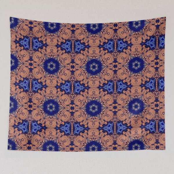 Item preview, Orange and Blue Ornate  Boho Pattern designed and sold by CoCDesigns.