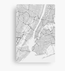 New York, USA Map. (Black on white) Canvas Print