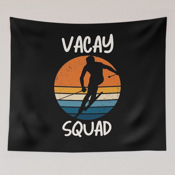 Item preview, Skiing Vacay or Skiing Vacation for Groups Winter Vacay with Skier and a Retro Sunset designed and sold by elvisg03.