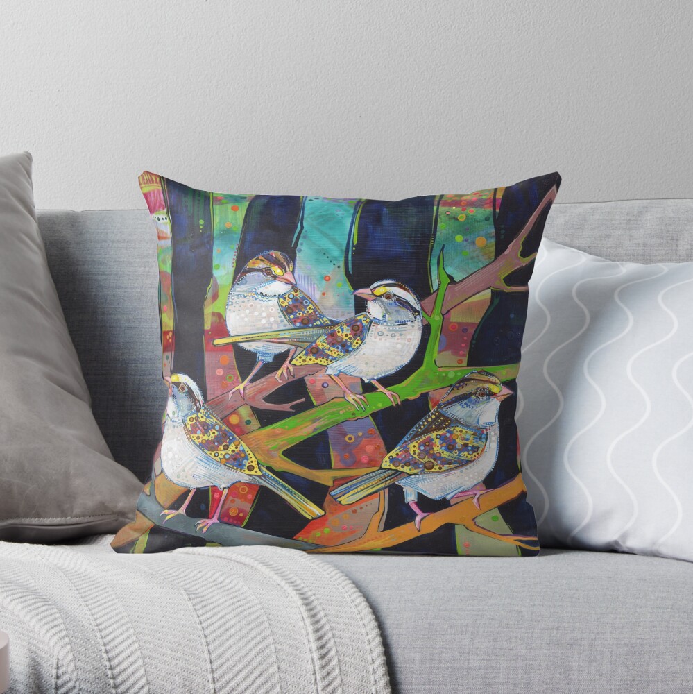 White-throated Sparrows Painting - 2012 Throw Pillow
