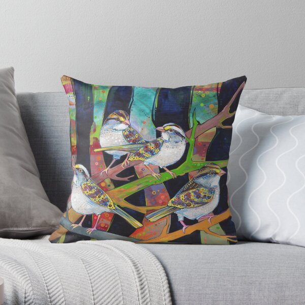 White-throated Sparrows Painting - 2012 Throw Pillow