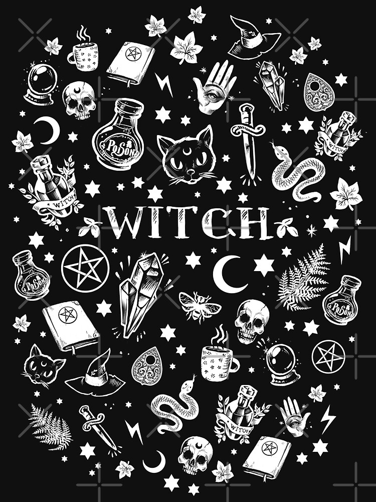 Thumbnail 3 of 3, Relaxed Fit T-Shirt, WITCH PATTERN 2 designed and sold by Medusa Dollmaker.
