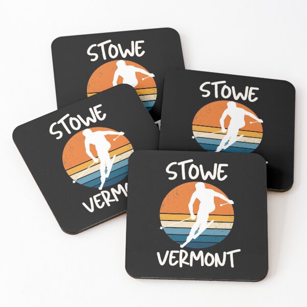 Item preview, Stowe Vermont Skiing Vacay or Skiing Vacation for Groups Winter Vacay with Skier and a Retro Sunset designed and sold by elvisg03.