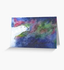 Watercolor Polar Bear with Aurora Borealis Greeting Card