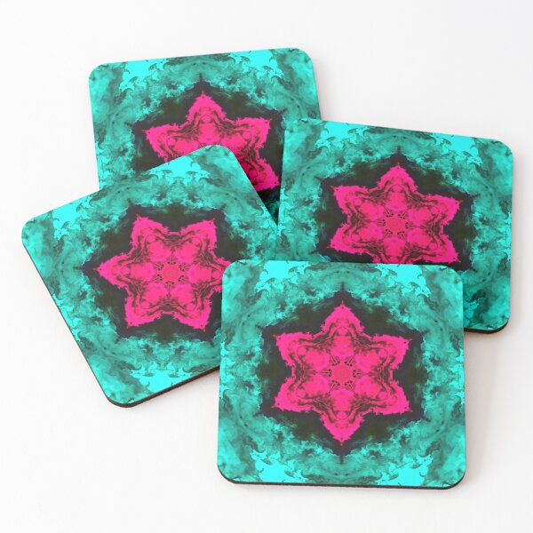 Artikelvorschau, Psychedelisches Kaleidoskop Cyan und Pink Flower entworfen und verkauft von WormholeOrbital.