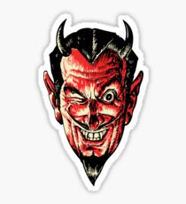 Vintage Halloween Red Devil Head Sticker