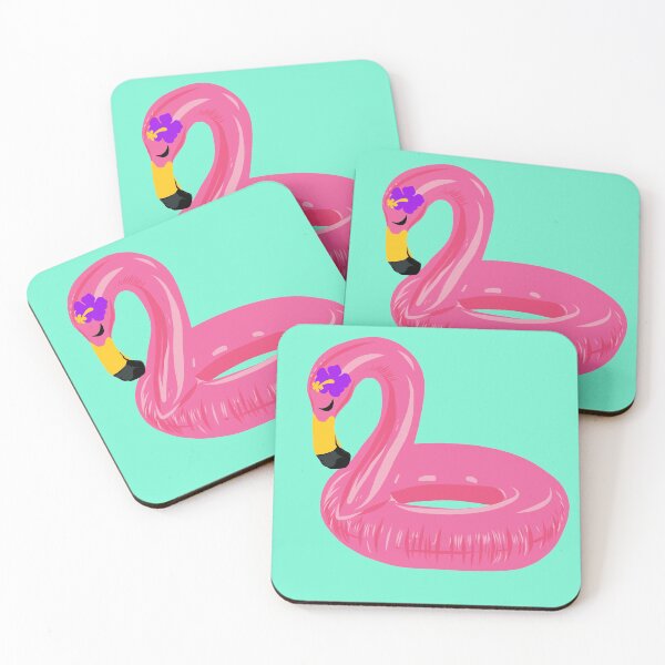 Item preview, Inflatable Pink Flamingo Pool Ring with Hibiscus Flower designed and sold by artbymeagan.