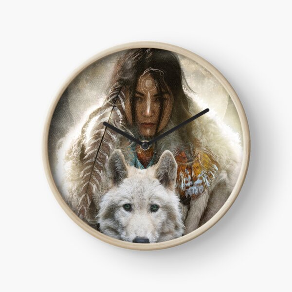Wild Woman Wolf Clock