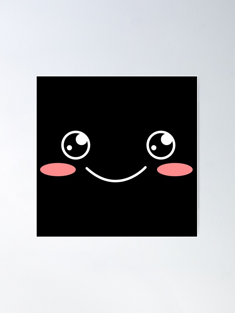 Cute Kawaii Smiley Face Japanese Style Face Emoji Black White Poster For Sale By Snazzystyles Redbubble