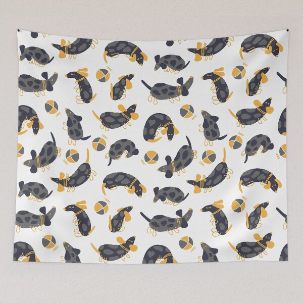 Item preview, Dachshunds and balls Pattern, Dachshunds and balls Seamless Pattern, Dachshund designed and sold by graphic-genie.