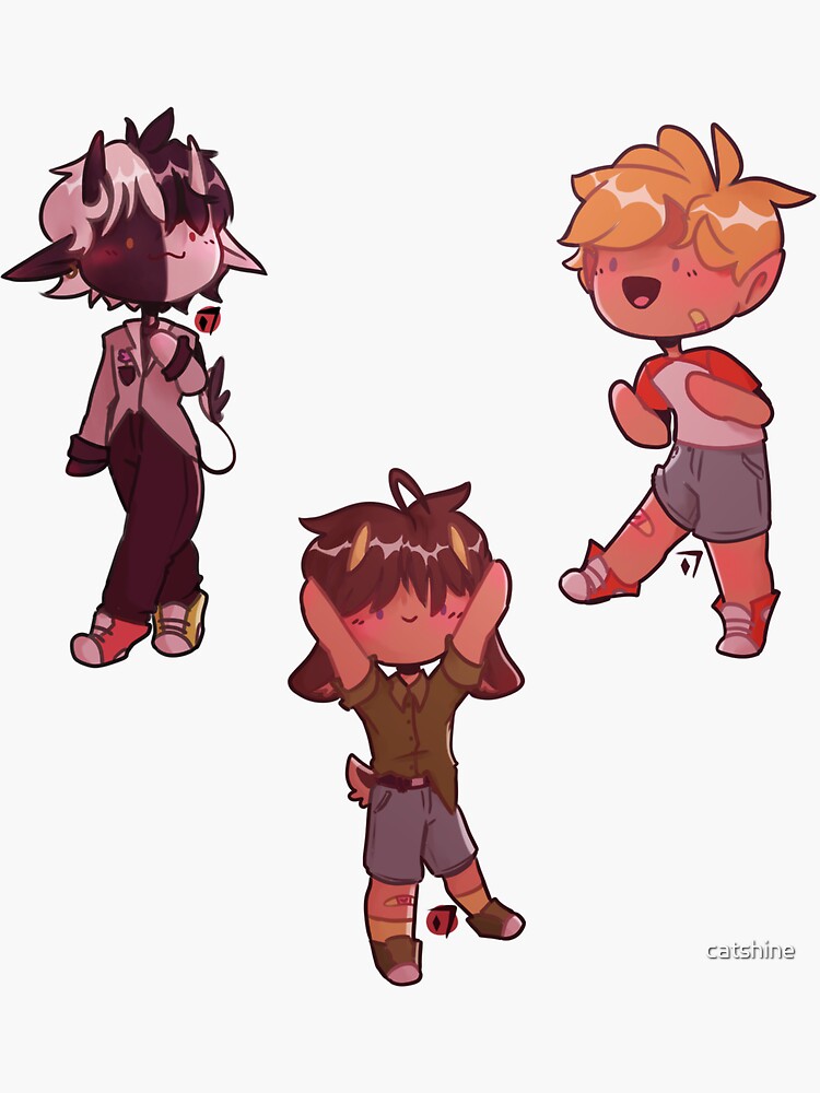 "tommy tubbo ranboo bench trio sticker set/allover print (white