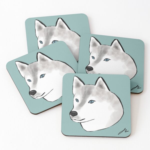 Item preview, Siberian Husky on teal background designed and sold by sarahlcreative.