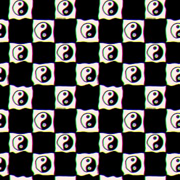 Artwork thumbnail, Smiley Yin Yang Checkered Print by doodlebymeg