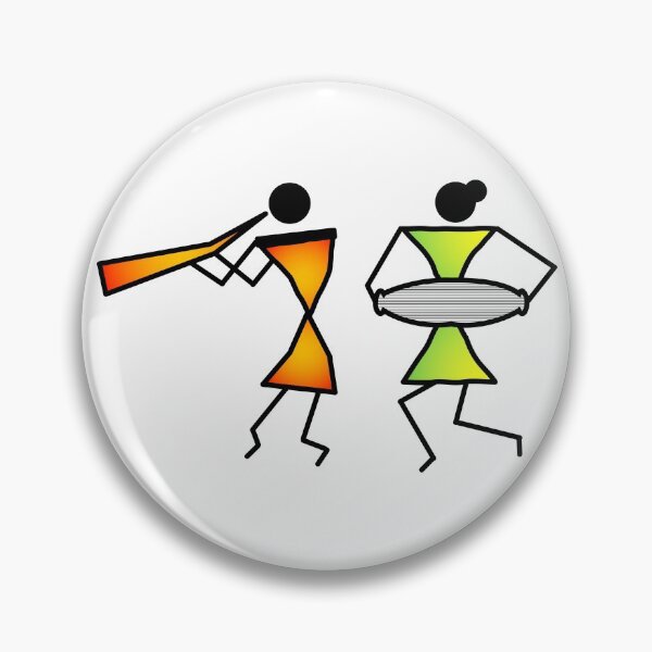 Item preview, Cute Colorful Tribal Warli Art Musicians Playing Dholak & Shehnai designed and sold by Digital Lama Creations.