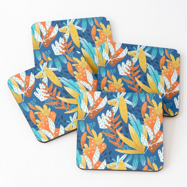 Item preview, Bright Colorful Tropical Garden - Blue Background designed and sold by pugmom4.