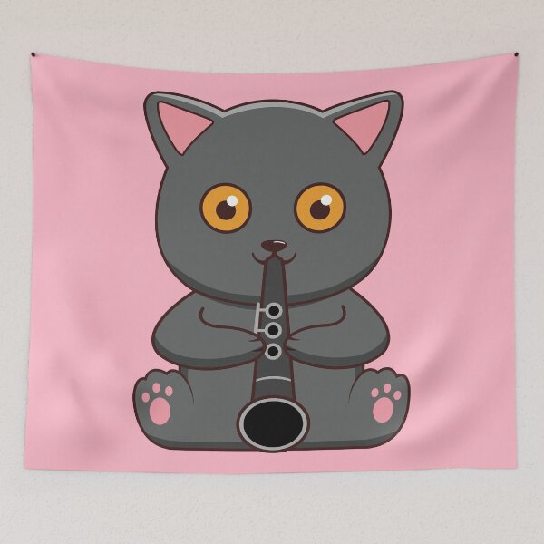 Item preview, Kawaii Cat Is Playing The Clarinet designed and sold by Luan Huynh.