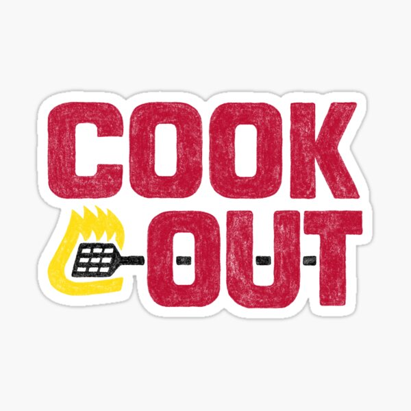 Cookout - Vintage Chalk Texture - Red & Black Sticker