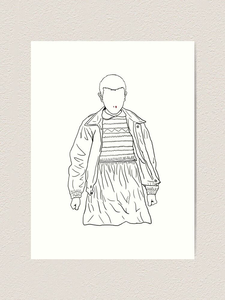 eleven minimal stranger things white art print by emptywearstuff redbubble