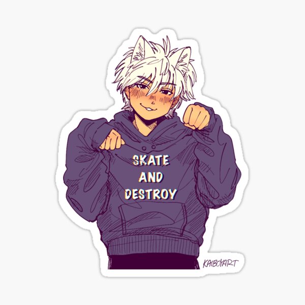 Premium AI Image  Cute and Handsome Anime Boy with white hair