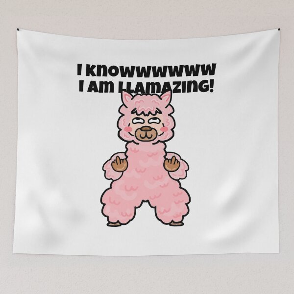 Item preview, I know I am llamazing! Middle finger pink llama or alpaca designed and sold by Ms-Wgaf.