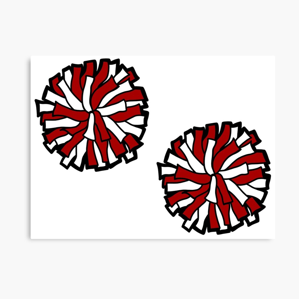 CUSTOM POM - Red silver and white Pom Pom digital clip art - 2 versions  included - red white gray cheer pom instant download - png - jpg