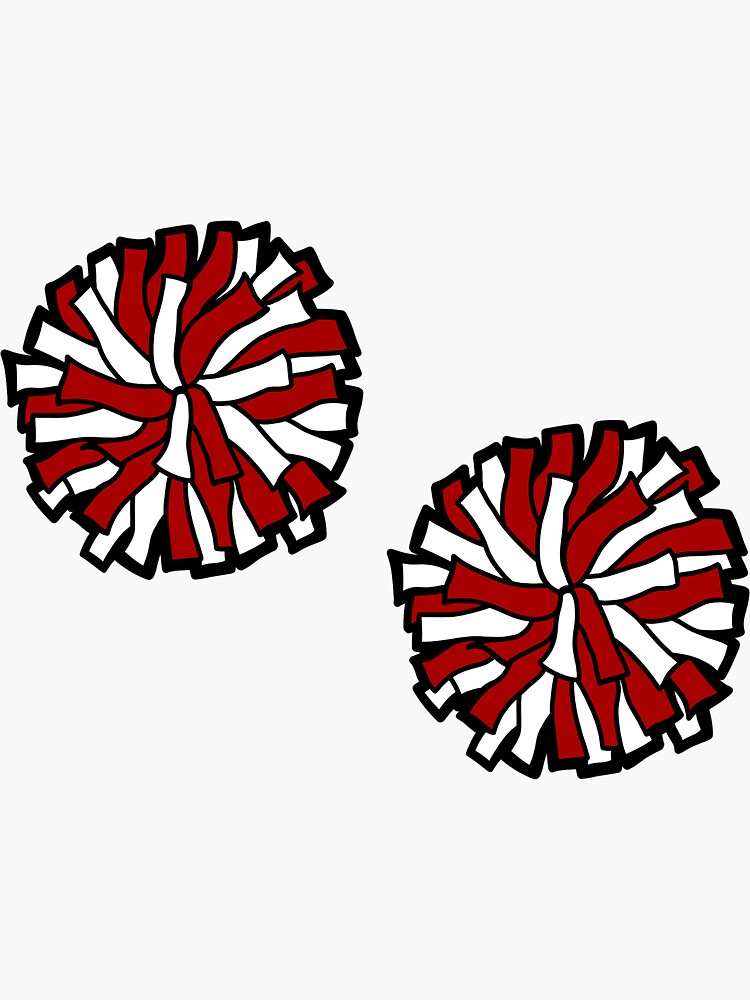 Pom Poms (Red & White) | Sticker
