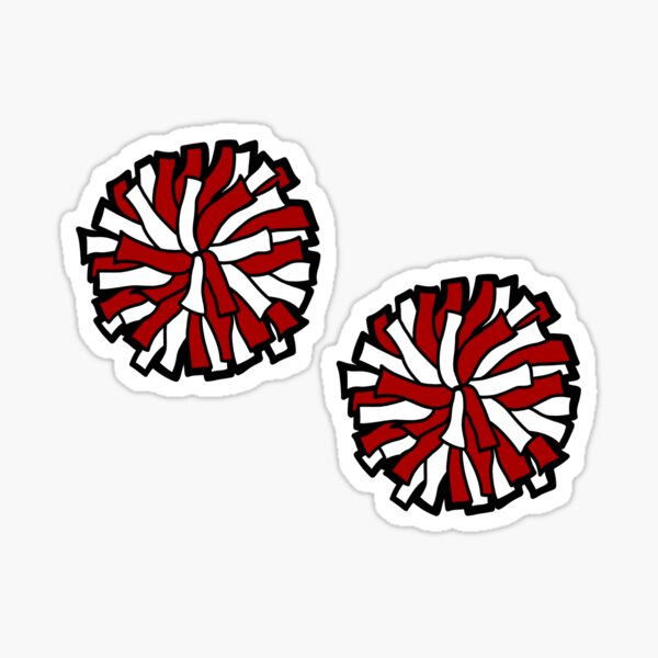 Pom Poms (Red & White) Sticker for Sale by crystalcreative