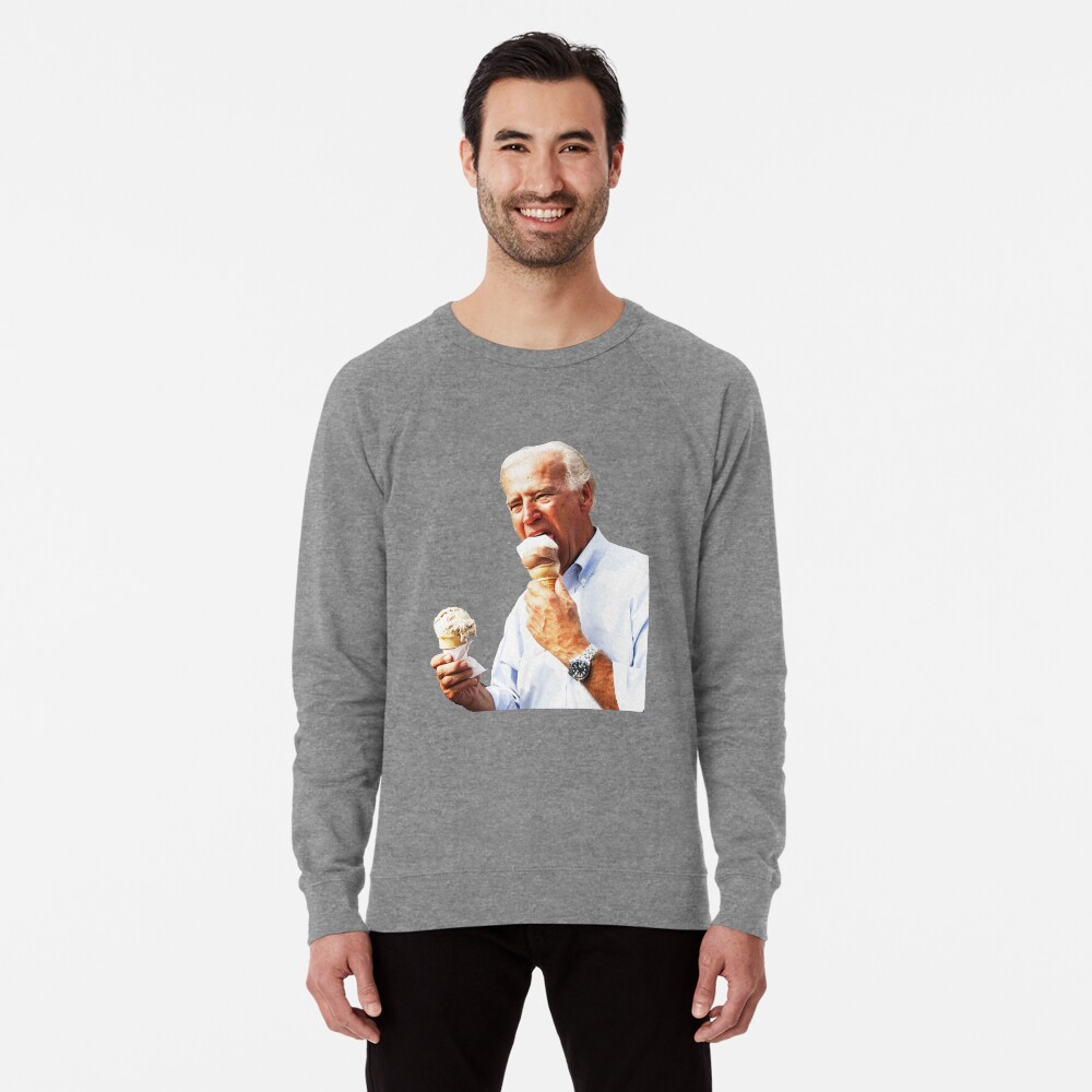 Joe Biden Eating Ice Cream Lightweight Sweatshirt By Jessguida Redbubble