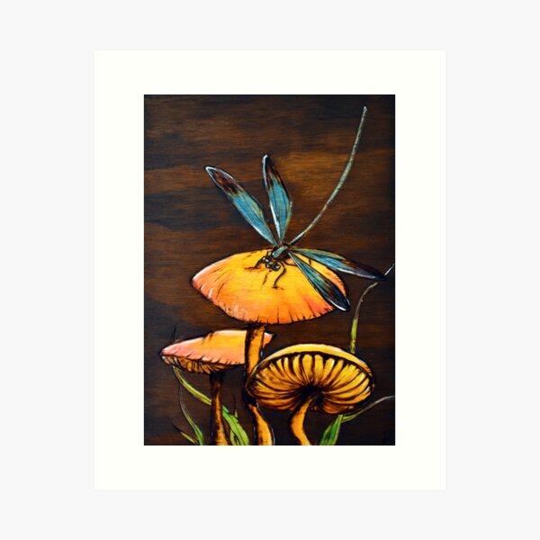 Item preview, Dragonfly on a mushroom  designed and sold by VsWildArt.