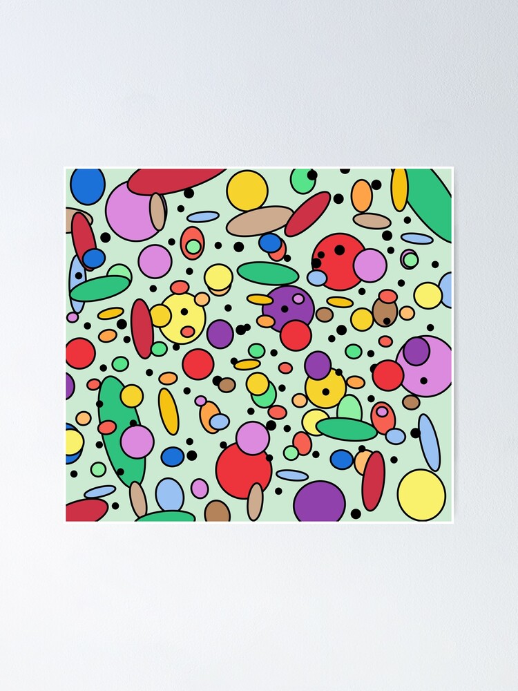 All-Over Multi-color, Random Circles, Oblong Shapes, Dots Design