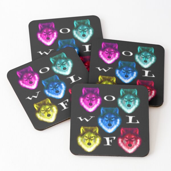 Item preview, Wolves portrait neon colors designed and sold by Astralia.