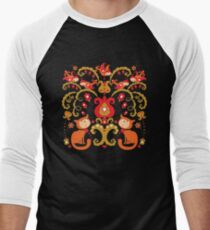 Rissian Kitties and Birds Love Tree. Men's Baseball ¾ T-Shirt