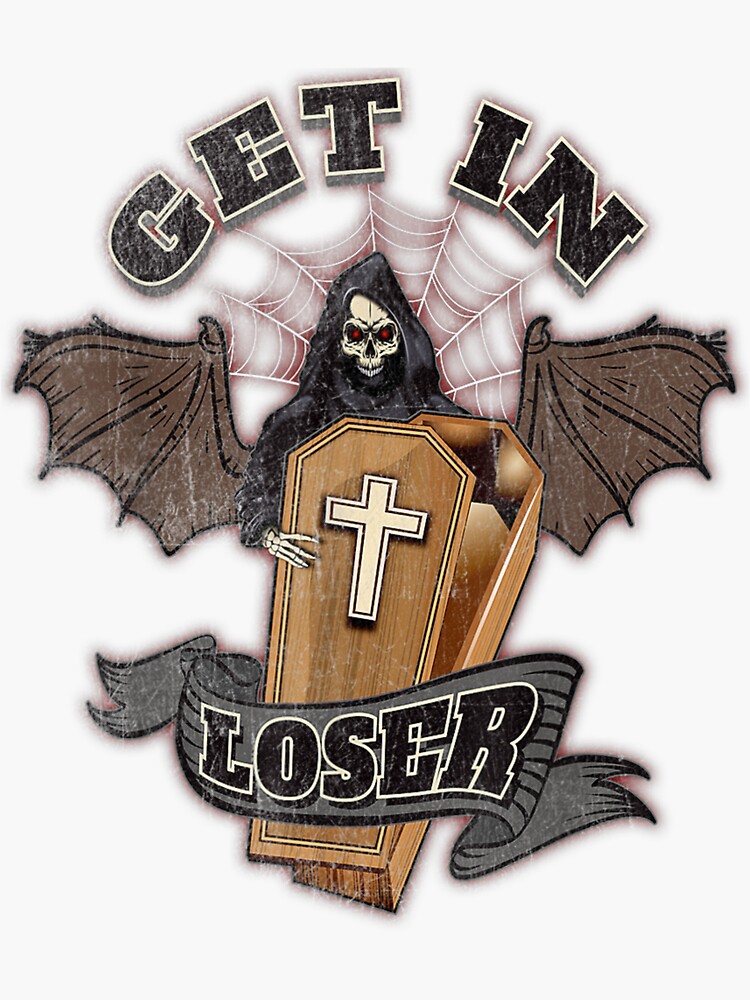 Pastel Goth Halloween Coffin Get In Loser Kawaii Sticker For Sale By Kipquantezi Redbubble 