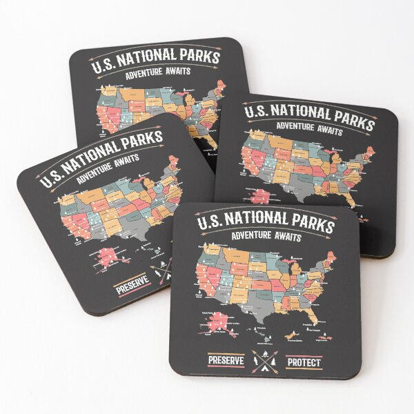 Item preview, US National Parks Map Preserve Protect Hiking Camping  designed and sold by SuzyTanner.