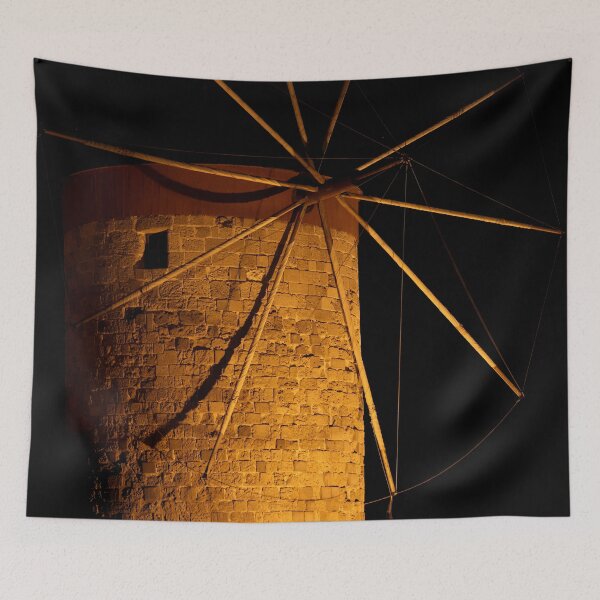 Item preview, Old greek windmill at night designed and sold by Michaelerch.