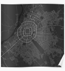 Santa Cruz de la Sierra, Bolivia Map. (White on bl Poster