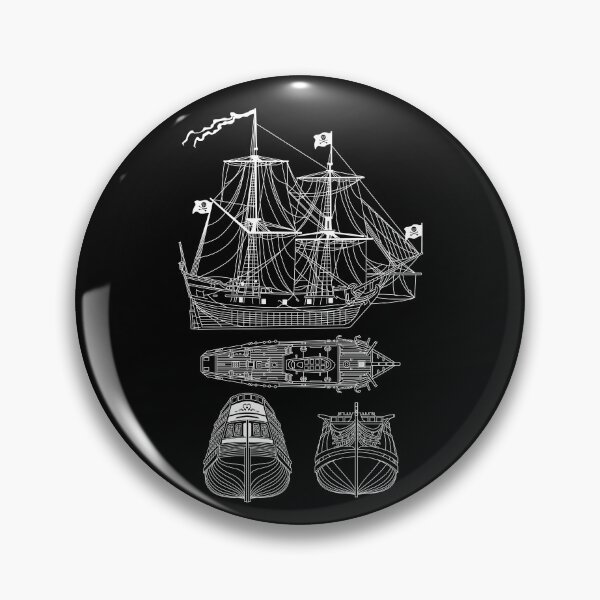 Artikelvorschau, Pirate Ship Schematic Blueprint Crossbones Sailing Pirate Gear entworfen und verkauft von DynamicDesign.