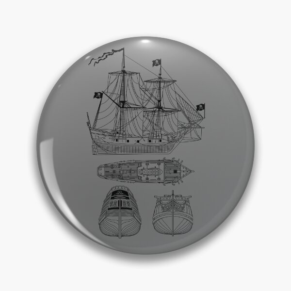 Artikelvorschau, Pirate Ship Schematic Blueprint Crossbones Sailing Pirate Gear entworfen und verkauft von DynamicDesign.