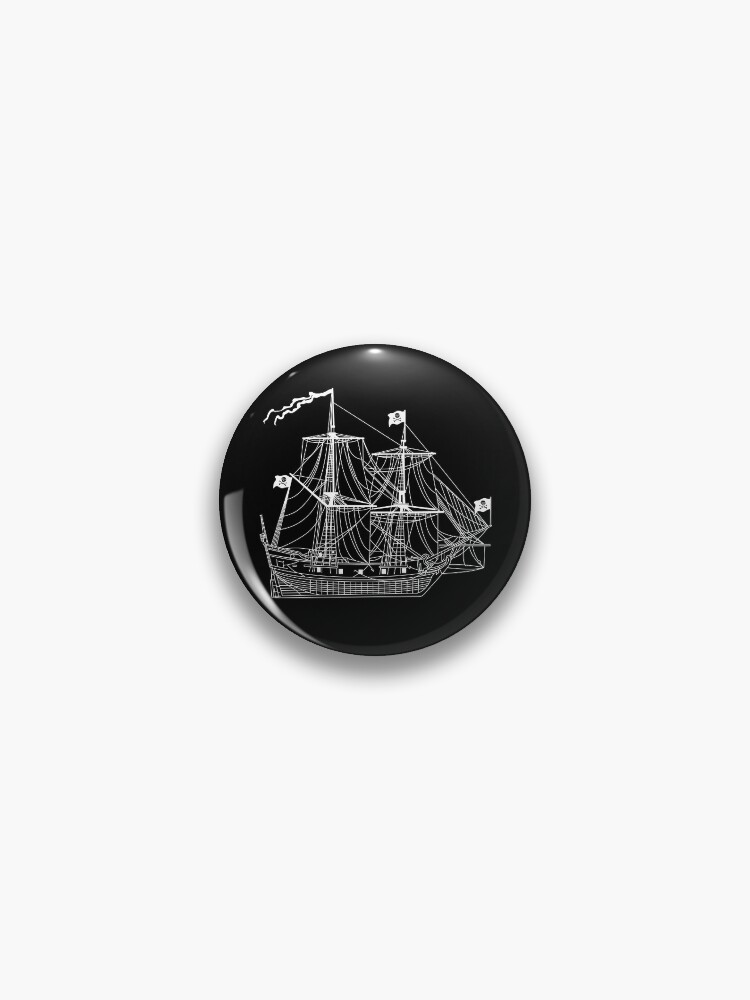 Thumbnail 1 von 3, Button, Pirate Ship Diagram Blueprint Crossbones Sailing Pirate Gear designt und verkauft von DynamicDesign.