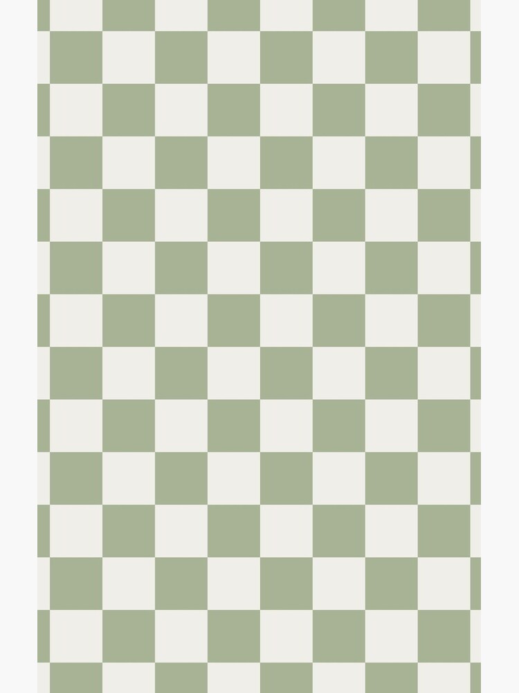 Checkerboard Check Checkered Pattern in Sage Green and Off White