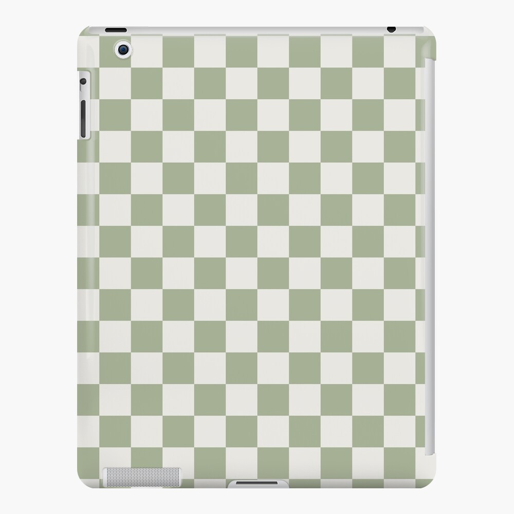 Checkerboard Check Checkered Pattern in Sage Green and Off White
