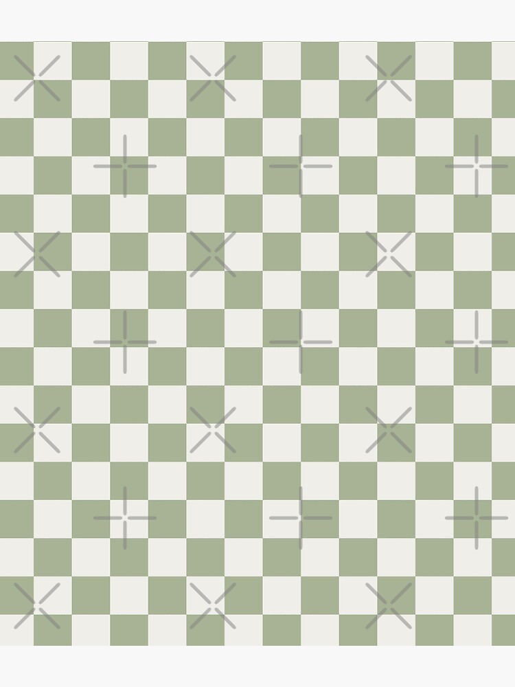 Checkerboard Mini Check Pattern in Sage Green and Off White Bath