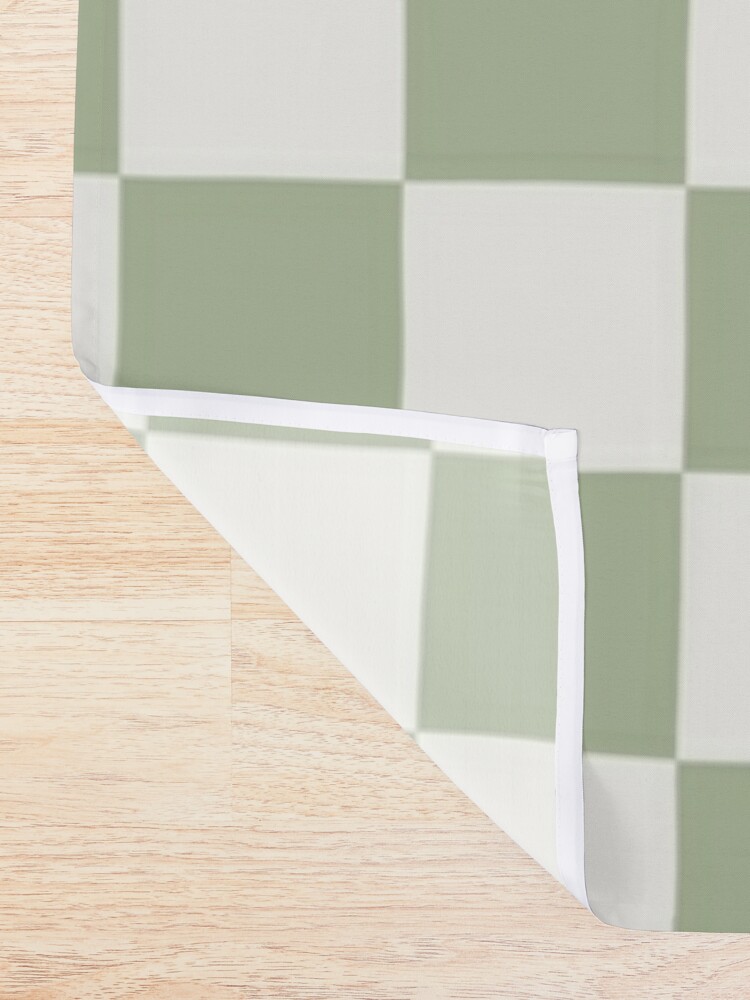 Checkerboard Mini Check Pattern in Sage Green and Off White Bath