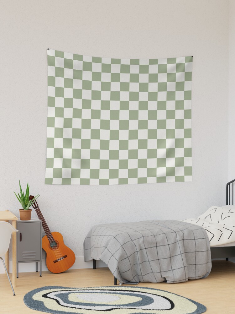 Checkerboard Mini Check Pattern in Sage Green and Off White