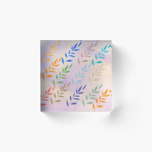 Colorful Leafs pattern Acrylic Block