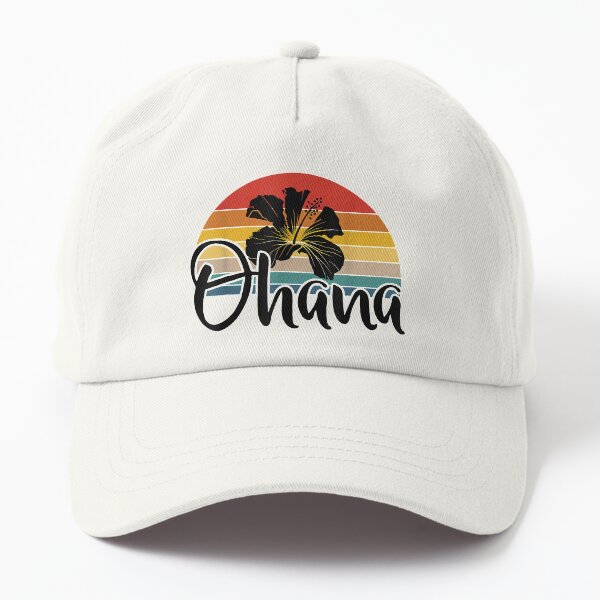 70s Retro Ohana Hawaii Hibiscus Flower Family Beach Vacation Dad Hat