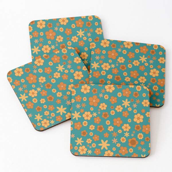 Item preview, Aesthetic Blue and Orange Floral Pattern designed and sold by tellurica.