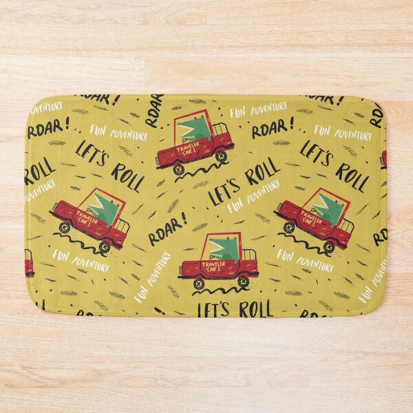 Item preview, Childish Seamless Pattern with Dino Driver designed and sold by Peekonet.